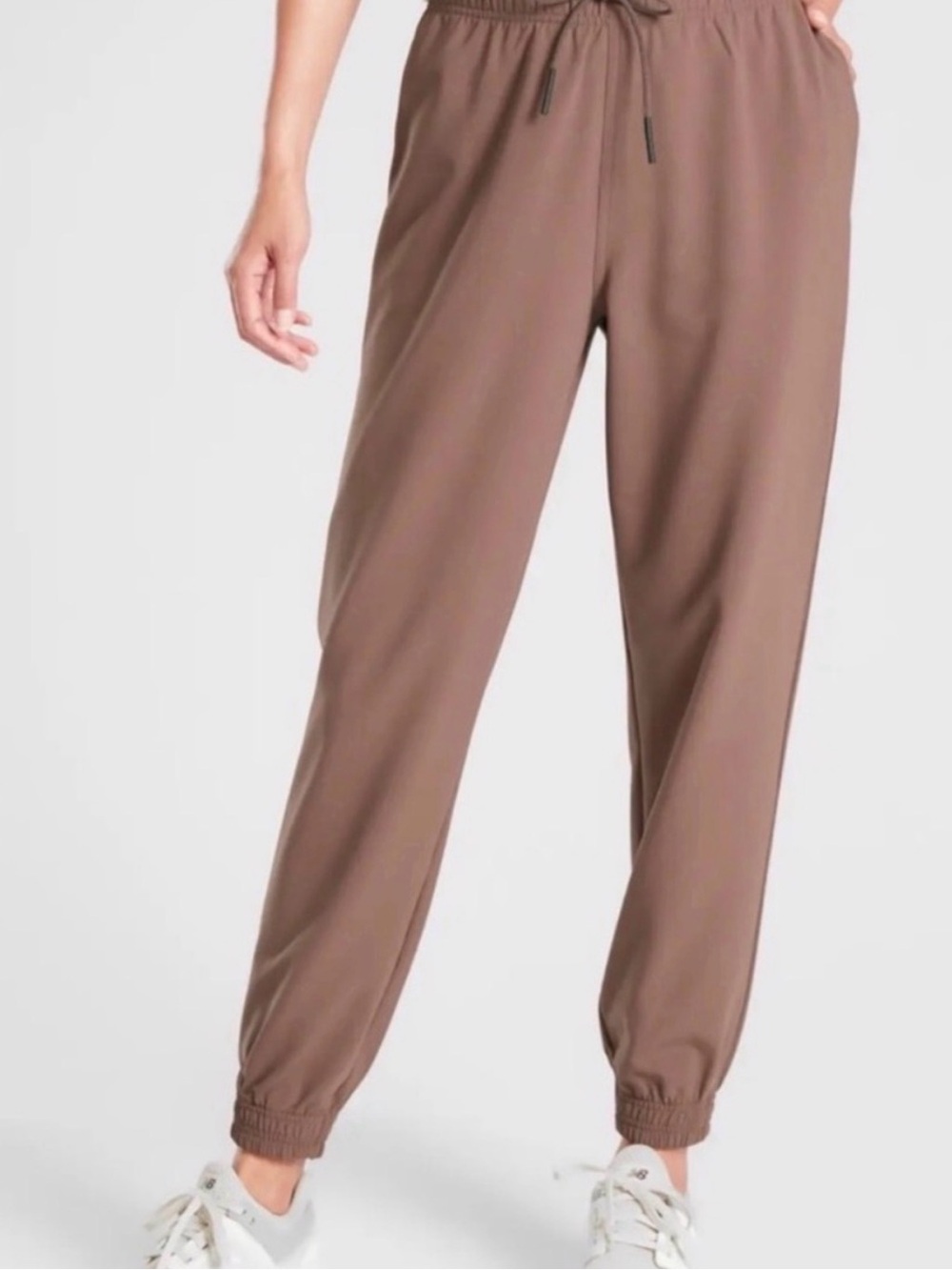 Athleta Brown Elastic-Waist Track Joggers
